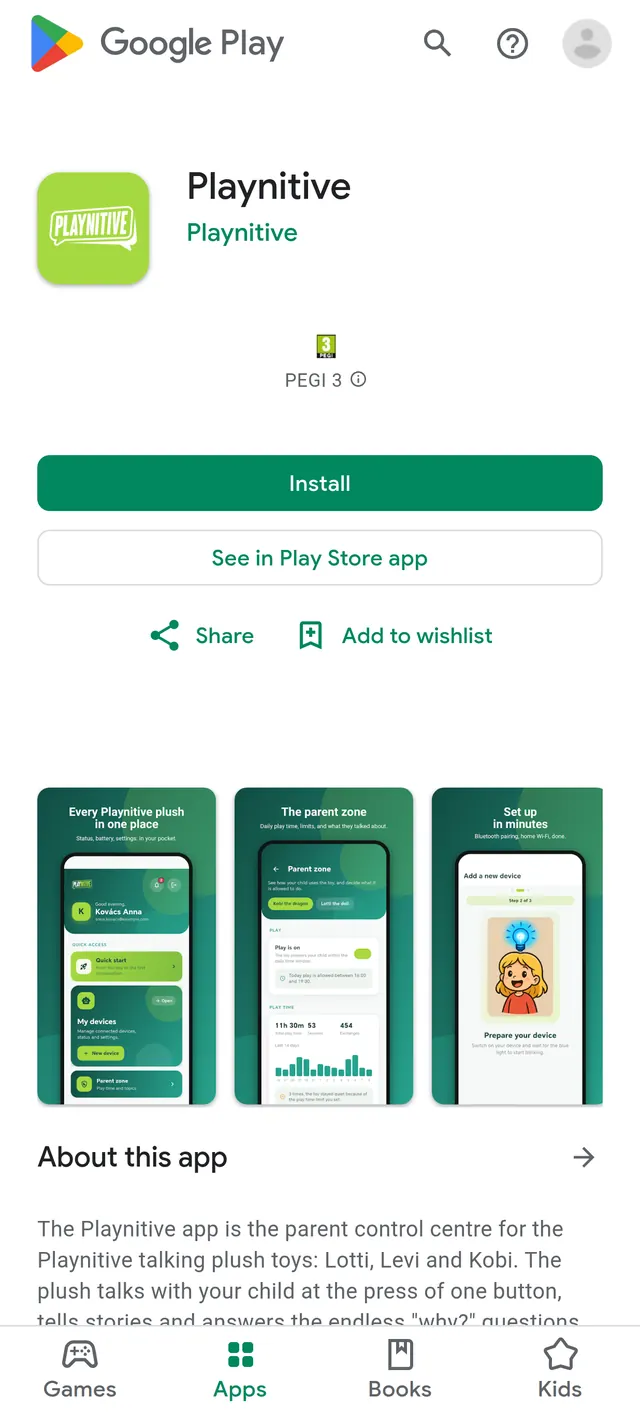 L’application Playnitive dans la boutique d’applications
